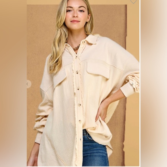 Ott Tops - OTT NWT SAND Textured Button-Down Shirt- S/M, M/L